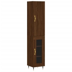 vidaXL Aparador alto madera contrachapada roble marrón 34,5x34x180 cm
