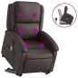 vidaXL Sillón reclinable masaje elevable cuero auténtico marrón oscuro vidaXL Sillón reclinable masaje elevable cuero auténtico marrón oscuro