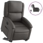 vidaXL Sillón reclinable eléctrico elevable cuero auténtico gris vidaXL Sillón reclinable eléctrico elevable cuero auténtico gris