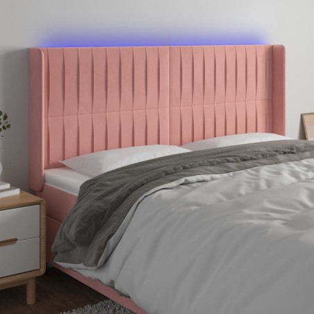 vidaXL Cabecero con LED de terciopelo rosa 203x16x118/128 cm
