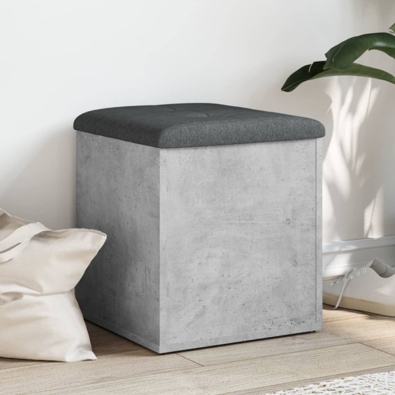 vidaXL Banco con almacenaje madera ingeniería gris hormigón 42x42x45cm vidaXL Banco con almacenaje madera ingeniería gris hormigón 42x42x45cm