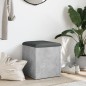 vidaXL Banco con almacenaje madera ingeniería gris hormigón 42x42x45cm vidaXL Banco con almacenaje madera ingeniería gris hormigón 42x42x45cm