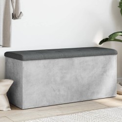 vidaXL Banco almacenaje madera ingeniería gris hormigón 102x42x45 cm