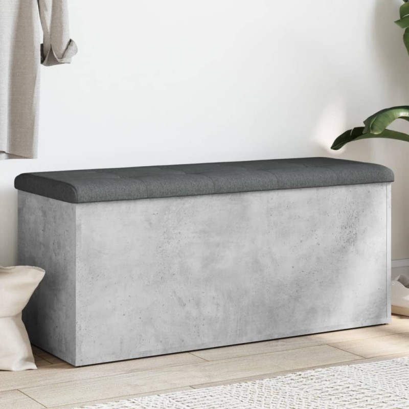 vidaXL Banco almacenaje madera ingeniería gris hormigón 102x42x45 cm vidaXL Banco almacenaje madera ingeniería gris hormigón 102x42x45 cm