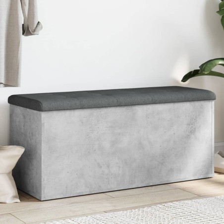 vidaXL Banco almacenaje madera ingeniería gris hormigón 102x42x45 cm