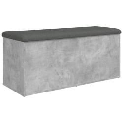 vidaXL Banco almacenaje madera ingeniería gris hormigón 102x42x45 cm