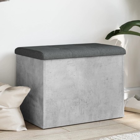 vidaXL Banco con almacenaje madera ingeniería gris hormigón 62x42x45cm