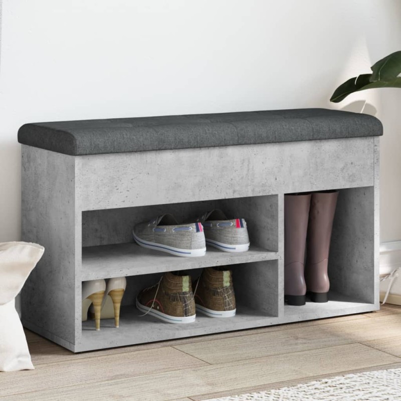 vidaXL Banco zapatero madera de ingeniería gris hormigón 82x32x45,5 cm vidaXL Banco zapatero madera de ingeniería gris hormigón 82x32x45,5 cm