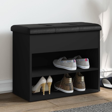 vidaXL Banco zapatero madera de ingeniería negro 62x32x50 cm