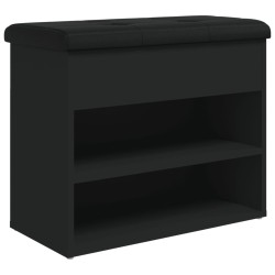 vidaXL Banco zapatero madera de ingeniería negro 62x32x50 cm