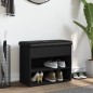 vidaXL Banco zapatero madera de ingeniería negro 62x32x50 cm vidaXL Banco zapatero madera de ingeniería negro 62x32x50 cm