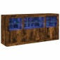 vidaXL Aparador con luces LED roble ahumado 142,5x37x67 cm vidaXL Aparador con luces LED roble ahumado 142,5x37x67 cm