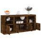 vidaXL Aparador con luces LED roble ahumado 142,5x37x67 cm vidaXL Aparador con luces LED roble ahumado 142,5x37x67 cm