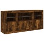 vidaXL Aparador con luces LED roble ahumado 142,5x37x67 cm vidaXL Aparador con luces LED roble ahumado 142,5x37x67 cm