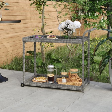 vidaXL Carrito de bar ratán sintético gris 100x45x83 cm