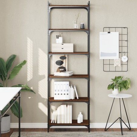 vidaXL Librería 6 estantes madera ingeniería roble marrón 60x30x188 cm