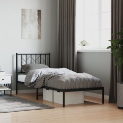 vidaXL Estructura de cama con cabecero metal negro 80x200 cm