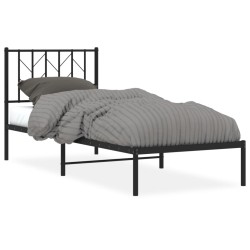 vidaXL Estructura de cama con cabecero metal negro 80x200 cm