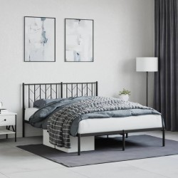 vidaXL Estructura de cama con cabecero metal negro 140x190 cm