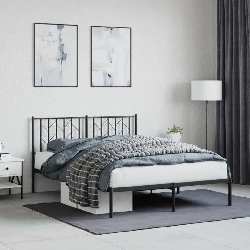 vidaXL Estructura de cama con cabecero metal negro 140x190 cm vidaXL Estructura de cama con cabecero metal negro 140x190 cm