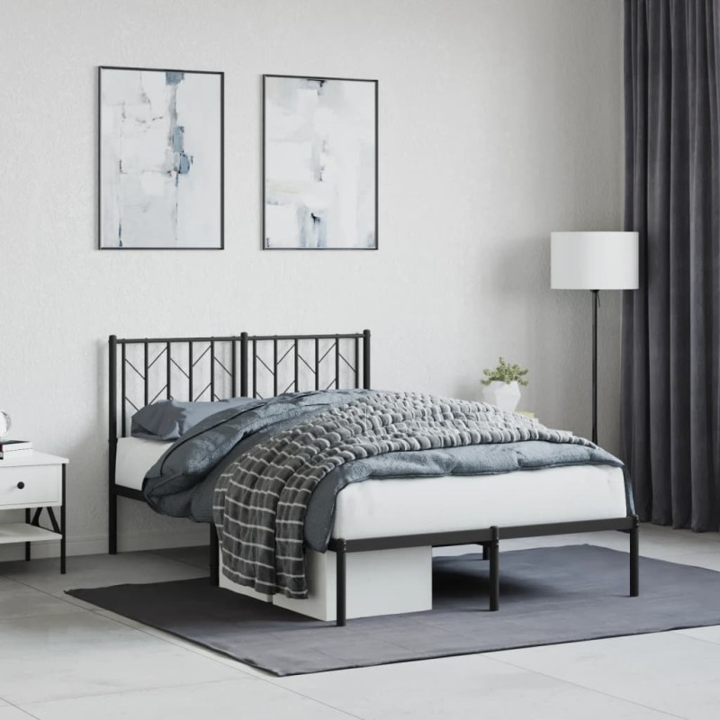 vidaXL Estructura de cama con cabecero metal negro 120x200 cm vidaXL Estructura de cama con cabecero metal negro 120x200 cm