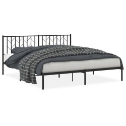 vidaXL Estructura de cama con cabecero metal negro 183x213 cm