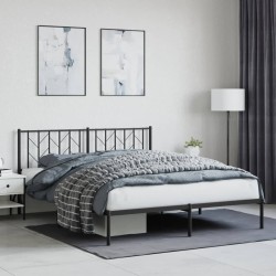 vidaXL Estructura de cama con cabecero metal negro 160x200 cm