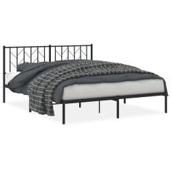 vidaXL Estructura de cama con cabecero metal negro 160x200 cm