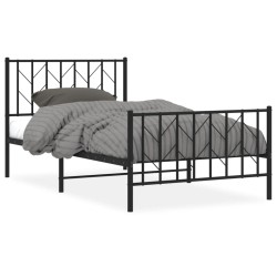 vidaXL Estructura de cama con cabecero y estribo metal negro 100x190cm
