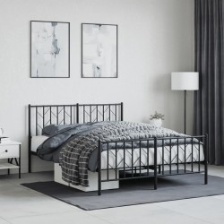 vidaXL Estructura de cama cabecero y pie de cama metal negro 135x190cm