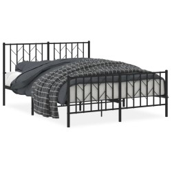 vidaXL Estructura de cama cabecero y pie de cama metal negro 135x190cm