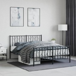 vidaXL Estructura de cama cabecero y pie de cama metal negro 140x200cm
