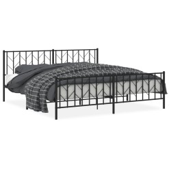 vidaXL Estructura de cama cabecero y pie de cama metal negro 193x203cm