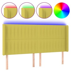 vidaXL Cabecero con LED de tela verde 203x16x118/128 cm