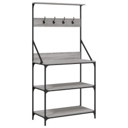 vidaXL Estantería cocina con ganchos madera ingeniería gris Sonoma