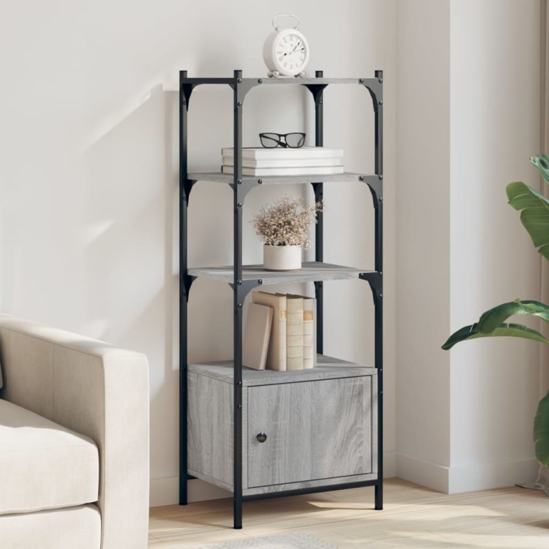vidaXL Librería 3 estantes madera ingeniería gris Sonoma 41x30x109,5cm vidaXL Librería 3 estantes madera ingeniería gris Sonoma 41x30x109,5cm