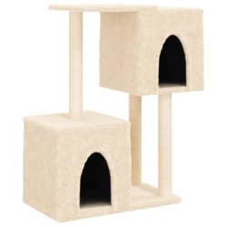 vidaXL Rascador para gatos con postes de sisal color crema 86 cm