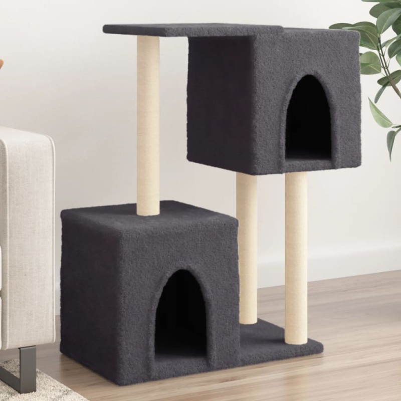 vidaXL Rascador para gatos con postes de sisal gris oscuro 86 cm vidaXL Rascador para gatos con postes de sisal gris oscuro 86 cm