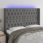 vidaXL Cabecero con LED de tela gris oscuro 147x16x118/128 cm vidaXL Cabecero con LED de tela gris oscuro 147x16x118/128 cm