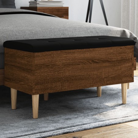 vidaXL Banco con almacenaje madera ingeniería roble marrón 82x42x46 cm