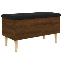 vidaXL Banco con almacenaje madera ingeniería roble marrón 82x42x46 cm