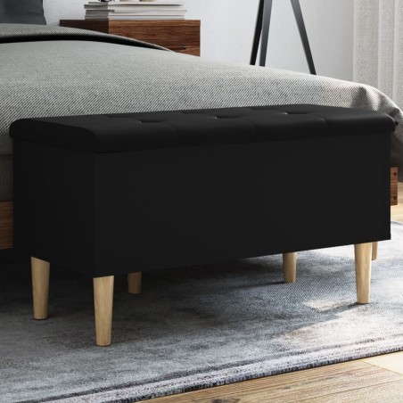 vidaXL Banco con almacenaje madera de ingeniería negro 82x42x46 cm