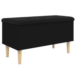 vidaXL Banco con almacenaje madera de ingeniería negro 82x42x46 cm
