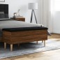 vidaXL Banco con almacenaje madera ingeniería roble marrón 102x42x46cm vidaXL Banco con almacenaje madera ingeniería roble marrón 102x42x46cm
