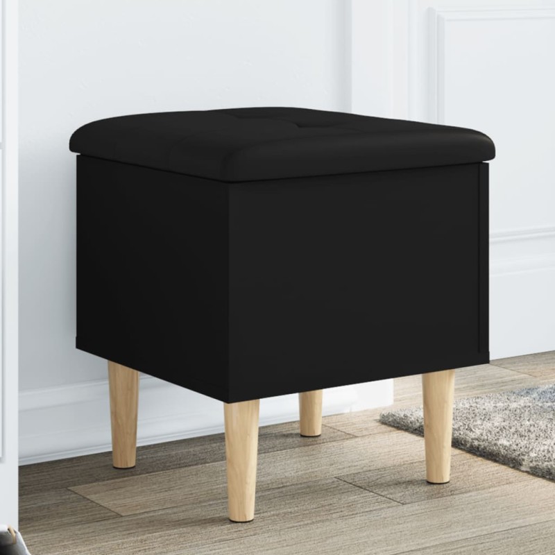 vidaXL Banco con almacenaje madera de ingeniería negro 42x42x46 cm vidaXL Banco con almacenaje madera de ingeniería negro 42x42x46 cm