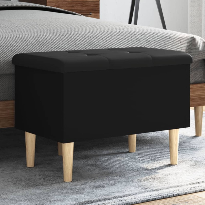 vidaXL Banco con almacenaje madera de ingeniería negro 62x42x46 cm