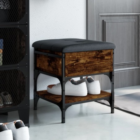 vidaXL Banco zapatero madera de ingeniería roble ahumado 42x42x45 cm