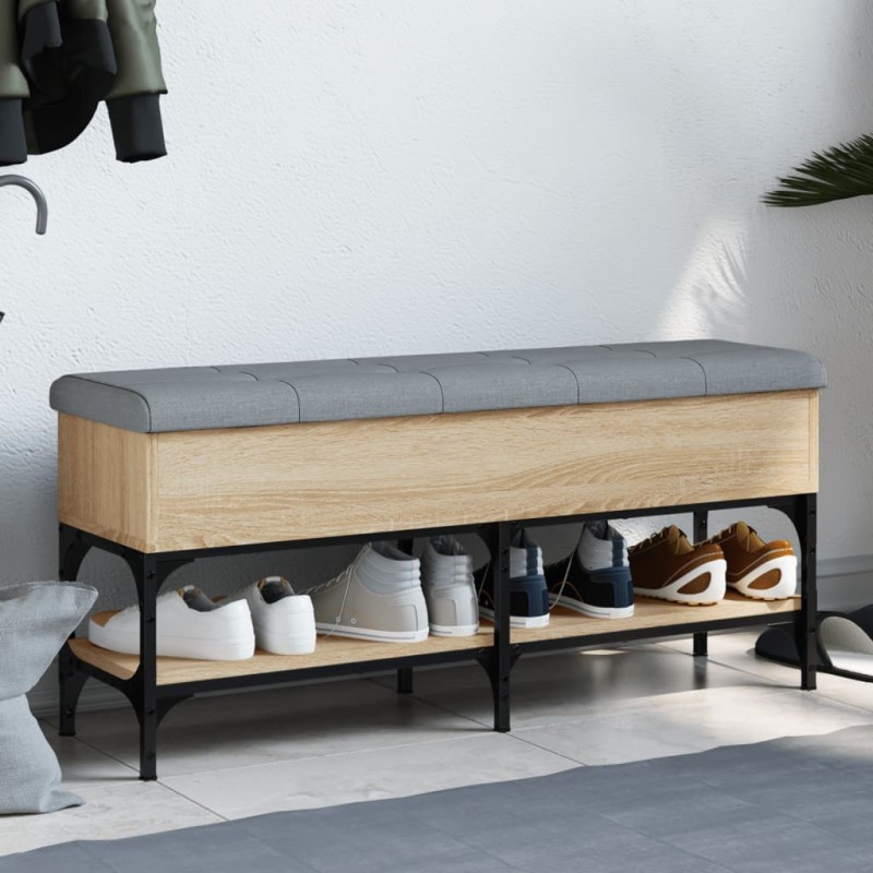 vidaXL Banco zapatero madera de ingeniería roble Sonoma 102x32x45 cm vidaXL Banco zapatero madera de ingeniería roble Sonoma 102x32x45 cm
