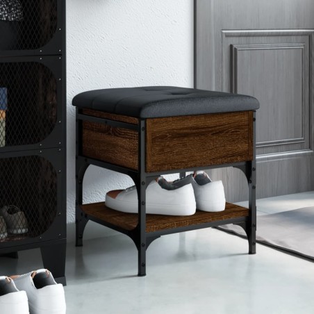 vidaXL Banco zapatero madera de ingeniería marrón roble 42x42x45 cm