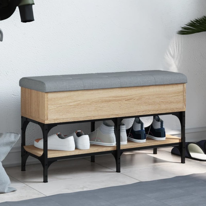 vidaXL Banco zapatero madera de ingeniería roble Sonoma 82x32x45 cm vidaXL Banco zapatero madera de ingeniería roble Sonoma 82x32x45 cm